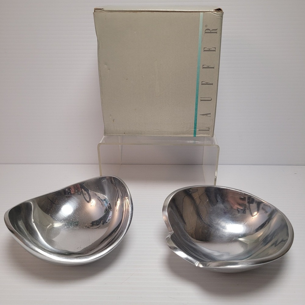 Towle Lauffer MCM Stainless Bowls Set 2 Italy Mid Century w Box Vintage
